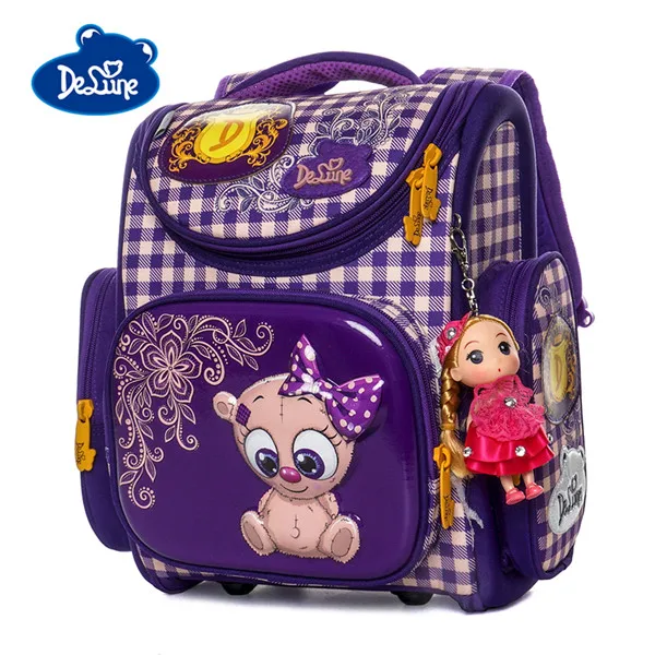Delune Kids 7-125 водонепроницаемый ортопедический рюкзак с рисунком, школьный ранец высокого качества для детей от 5 до 9 лет, школьные сумки для девочек и мальчиков - Цвет: 3-157small