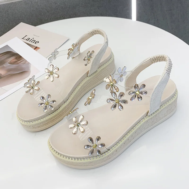 

2021 Wedges Sandals For Women Femme Casual Black White Platform Sandals Soft Breathable Jelly Open Toe Sandalias Mujer Woman New