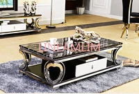 natural marble stainless steel coffee table living room home furniture minimalist modern rectangle mesas de centro table basse