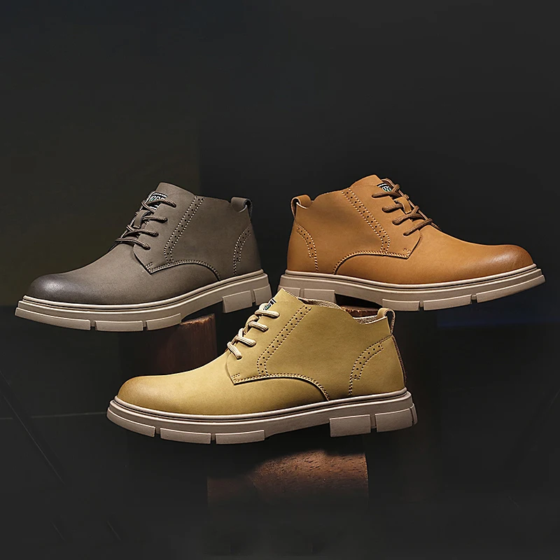 

Mens Tooling Casual Shoes Men Genuine Leather Oxford Brand Ankle Boots Male Vintage Jeans Boots Comfortable Handmade Man Shoes