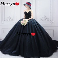 luxury black wedding dresses top beaded tulle shining princess wedding dress custom made puffy formal party dress robe de mariee