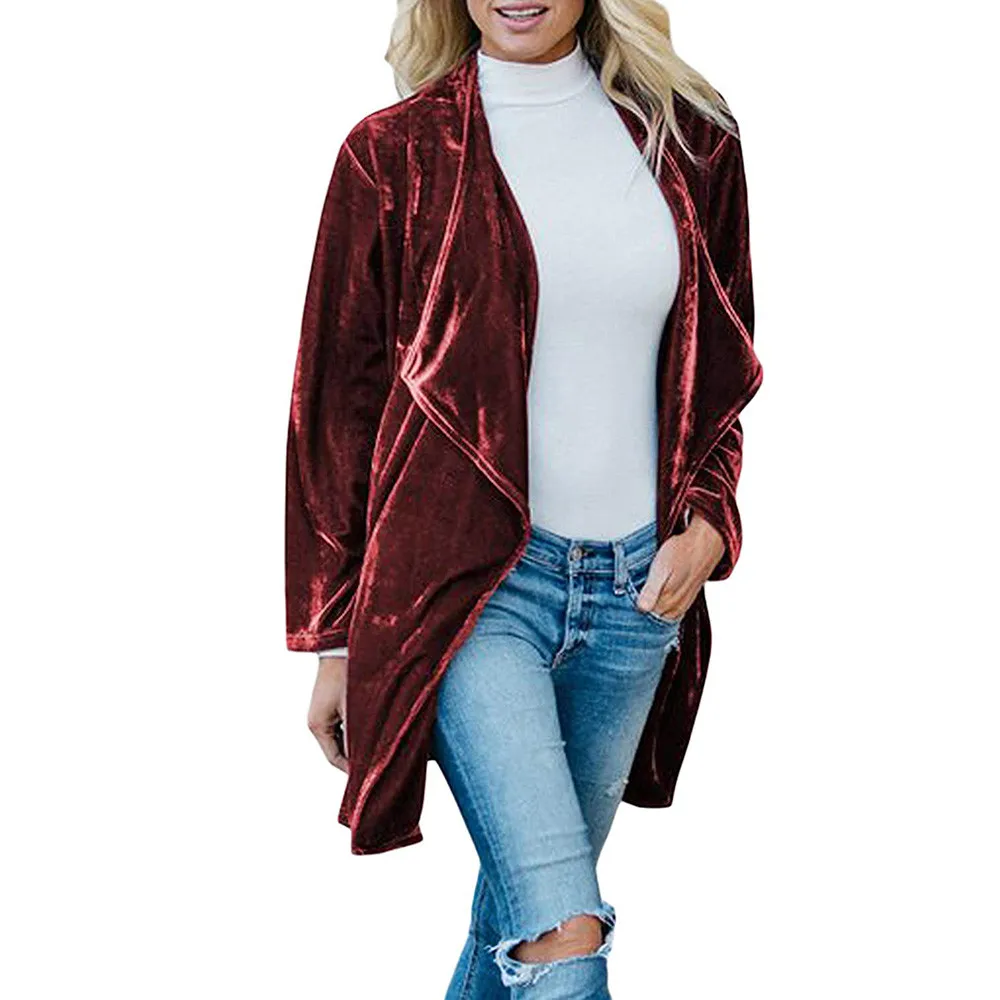 Новинка Осень-зима 2019 модная облегающая женская бархатная куртка с драпировкой