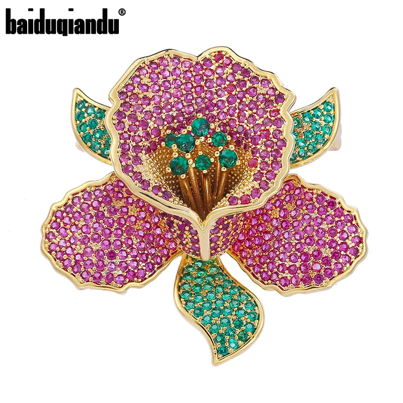 

Baiduqiandu кубические циркониевые броши в форме розы для женщин с фианитами Изысканная брошь в виде растения