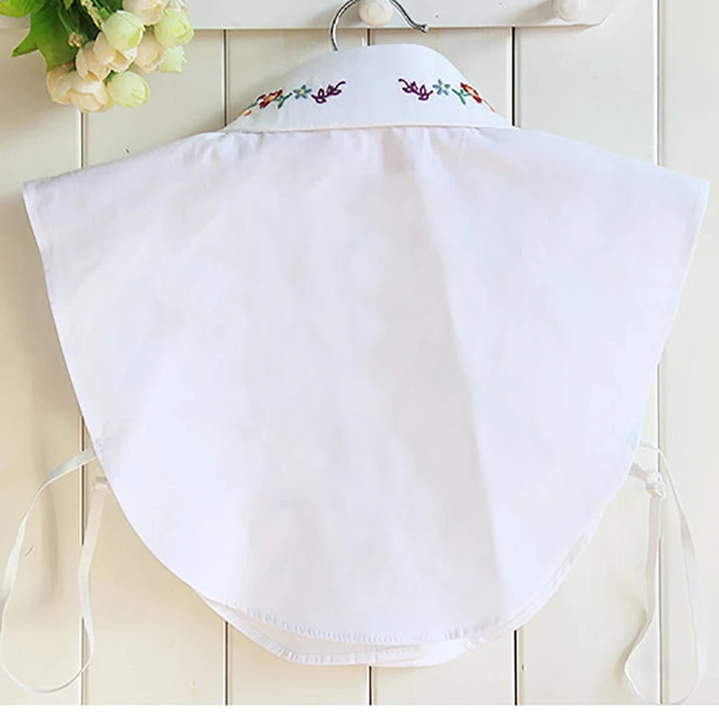 Цветочная вышивка винтажный женский съемный фальшивый воротник милая кукла для