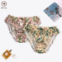 japanese panties women cotton underwear vintage floral silk briefs girl culotte douce midwaisted summer hot sale free shipping