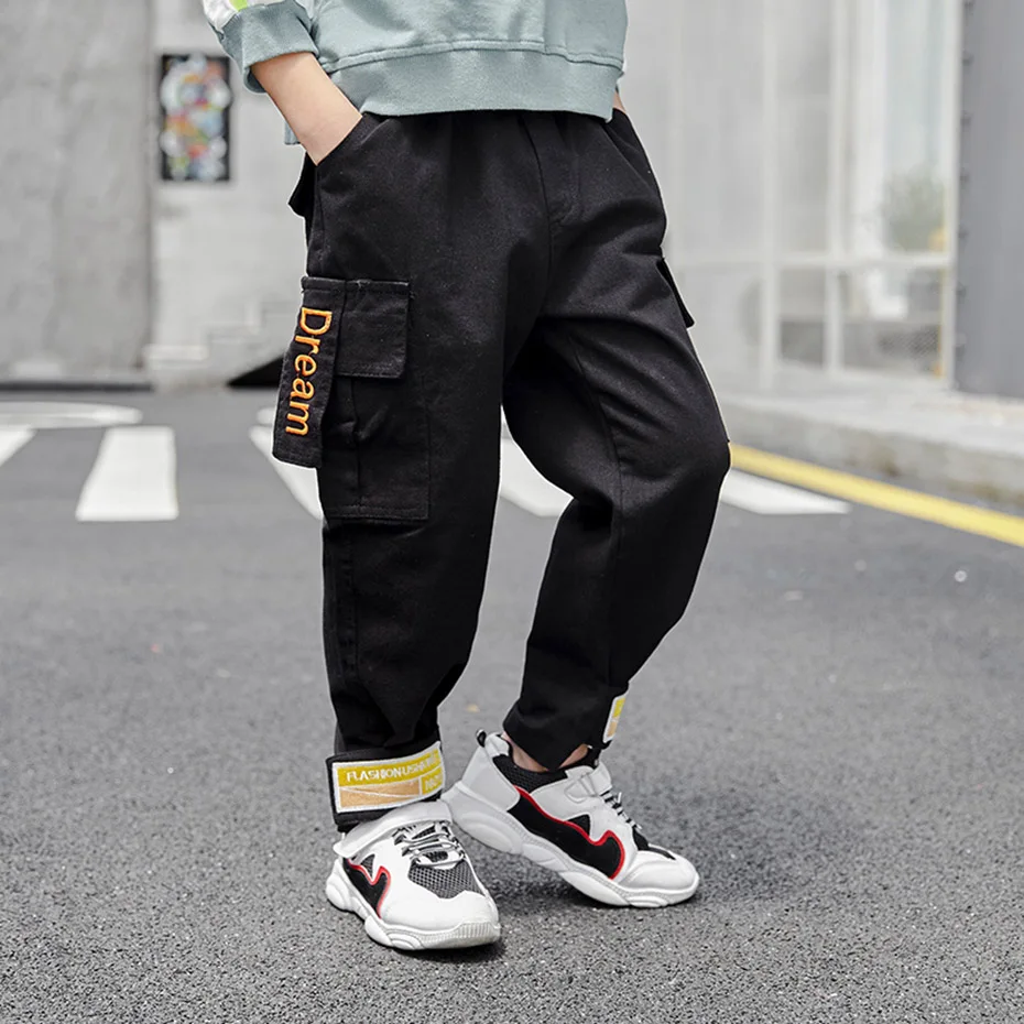 Штаны для мальчиков штаны с буквенным принтом карго детские осенняя одежда