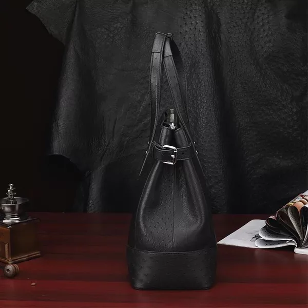 Деловой стиль настоящая кожа страуса мужская сумка с верхней ручкой натуральная