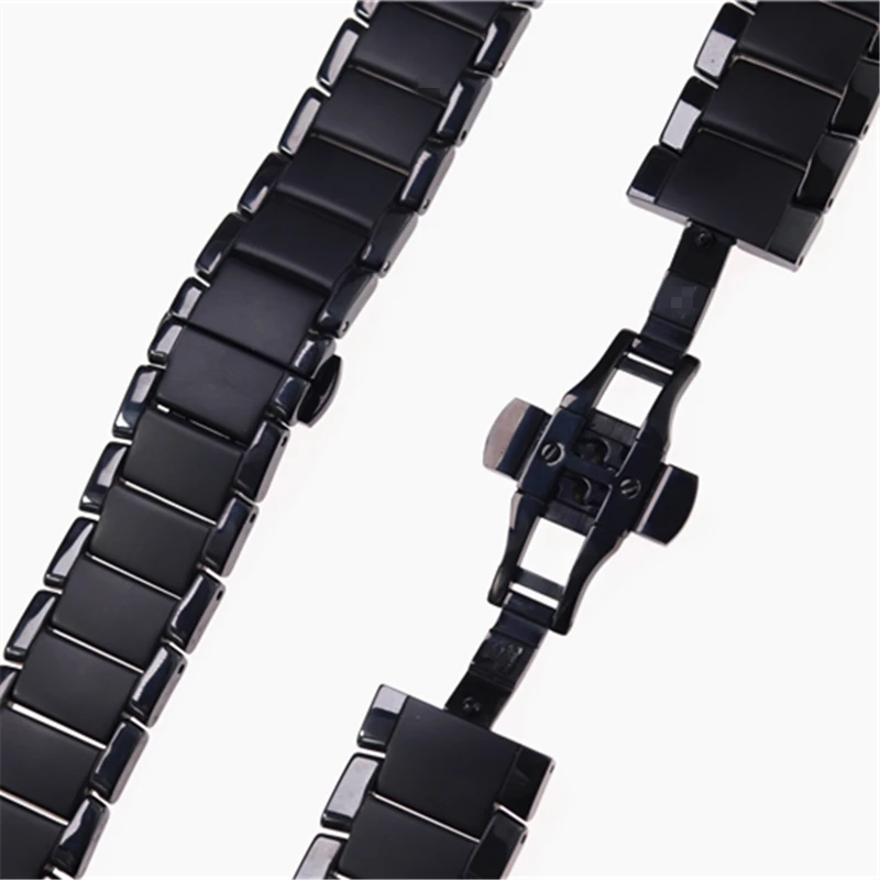 

Ceramic Strap 22mm 24mm For Armani Watch AR1452 AR1451 1475 Watchbands Black Matte Replacement Bracelet Samsung S3 S4 Curved End