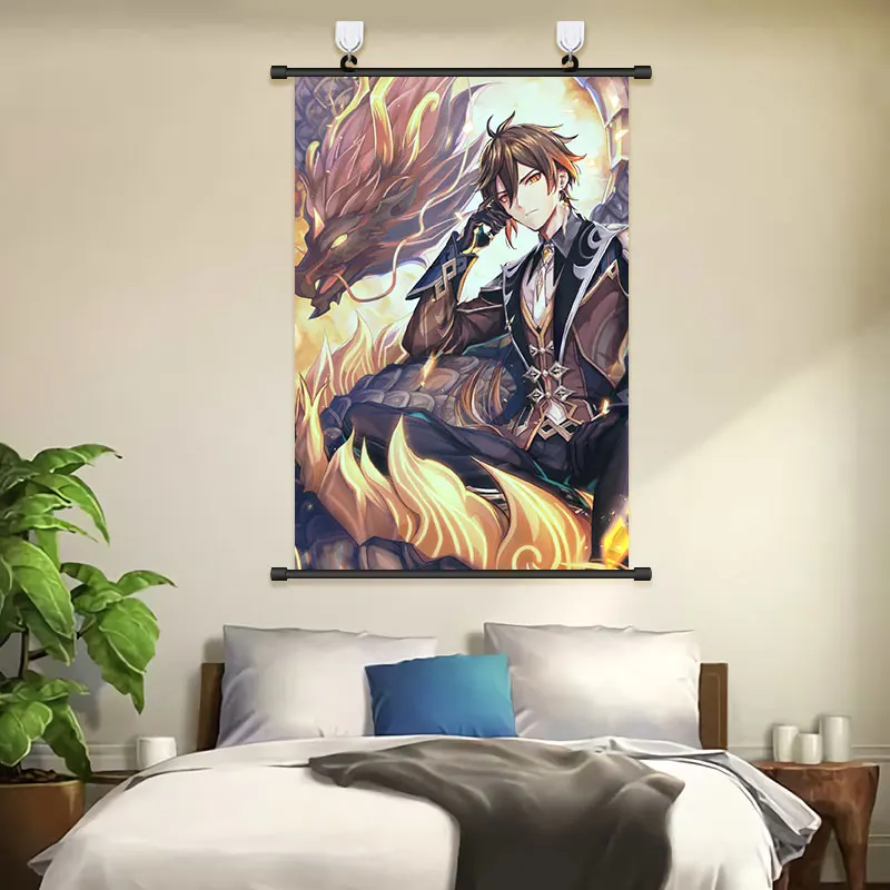 

Game Genshin Impact Zhong Li Poster Wall Stickers Living Room Art Hanging Pictures Otaku Gift Bedroom Comic Exhibitions Decor