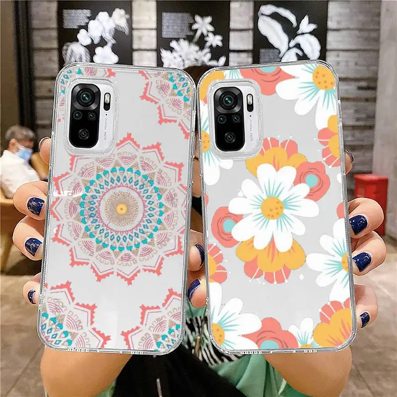 

Cartoon Daisy Flower Phone Case For Xiaomi 11 Redmi Note 10 9 8 7 pro lite T A S 10T 9A 9S 8T Pro 4G Transparent Coque Funda