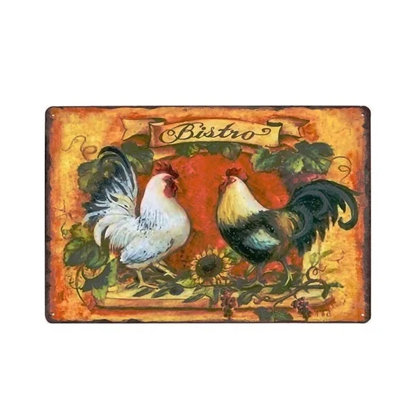 

Chicken Tin Sign Farmhouse Decor Plaque Vintage Farm House Decorative Retro Plates Bar Pub Wall Decoration 20x30cm