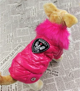 Жилет с меховым воротником, для собак, из мягкой искусственной кожи, домашние питомцы, собаки, Зимняя