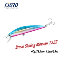 fjord hot 8colour 125mm 40g minnow laser hard professional swimbait artificial bait equipped hook sinking fishing lure