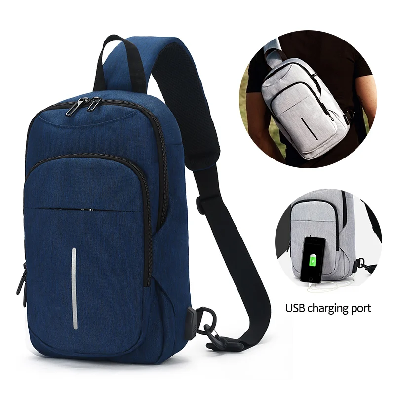 Сумка мессенджер мужская с USB зарядкой портативная Водонепроницаемая сумочка из