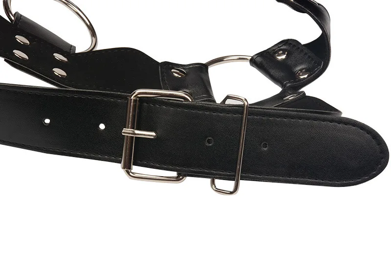 

Punk Pu Leather Circles Rings Women Shoulder Strap Belt Adjustable Belts Fashion Accessary