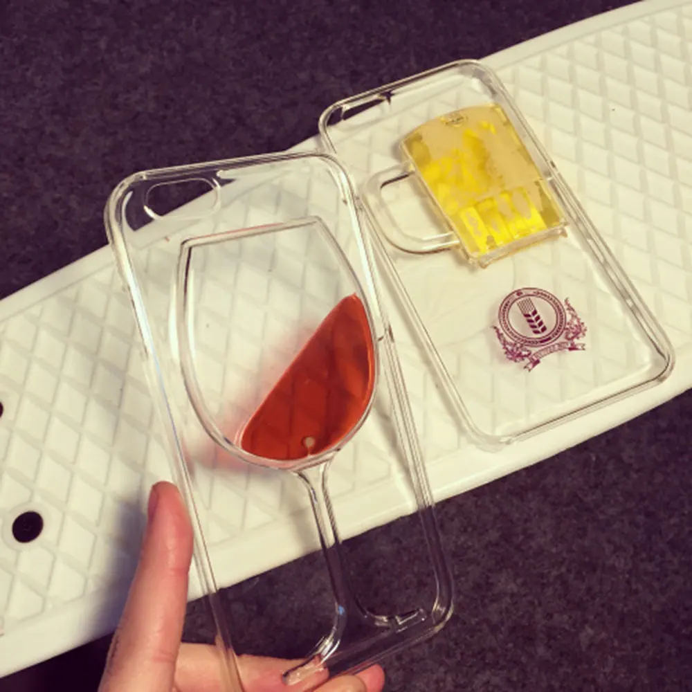 Ультратонкая прозрачная бутылка для винного шкафа iPhone 78 Plus 3D жидкая Коктейльная