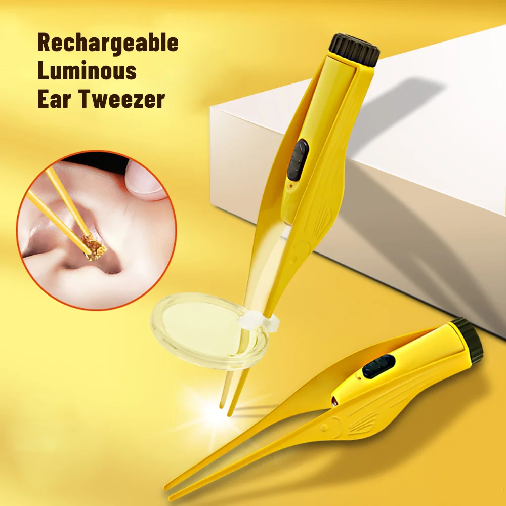 LED Light Ear Tweezers Booger Clip Picking Tool Double-headed Spiral Massage Earpick Wax Remover Curette Picker | Красота и здоровье