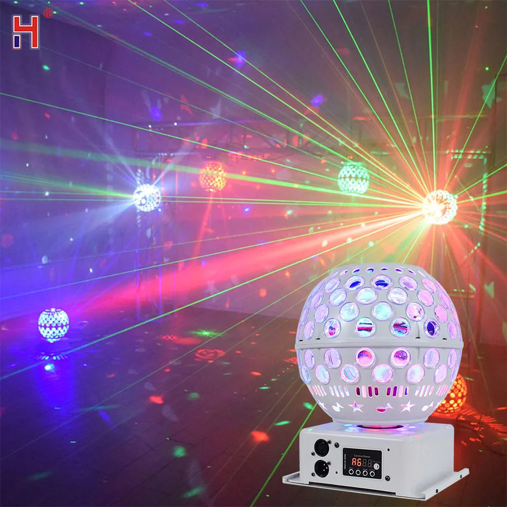 led dj festa laser luzes de natal girando bola de cristal som ativado danca piso