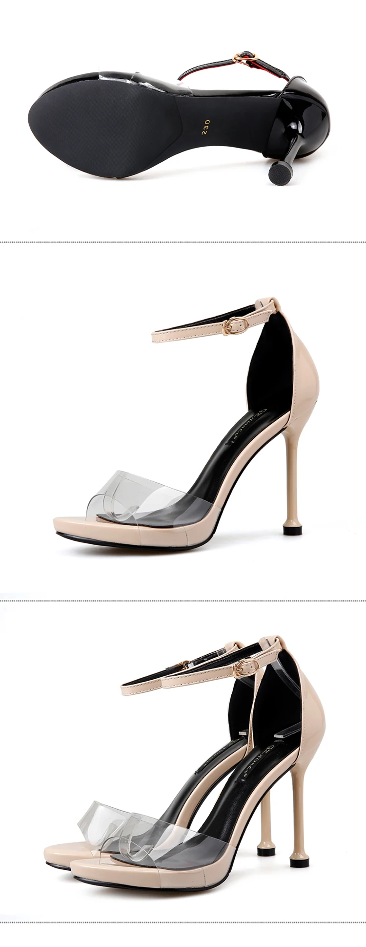 

10cm High Heel Sandals 2021 New Summer Transparent Platform Open Toe Thin Heel Women's Summer Shoes