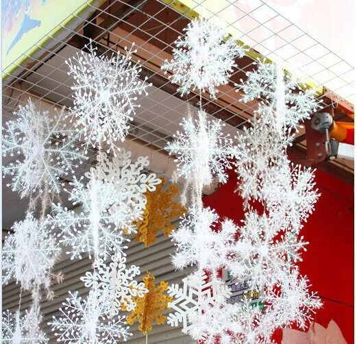 

30/60/90pcs Christmas Snowflake Ornament Christmas Decoration for Home White Plastic Christmas Snowflake Tree Natal Decoration