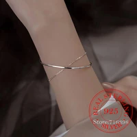 100 real 925 sterling silver fashion womens jewelry double layer bracelets for women girls lady gift drop shipping