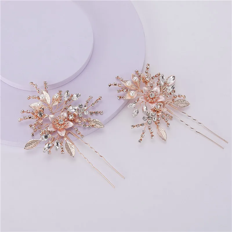 Тонкий лист цвета розовое золото Свадебные Заколки невидимки для волос с