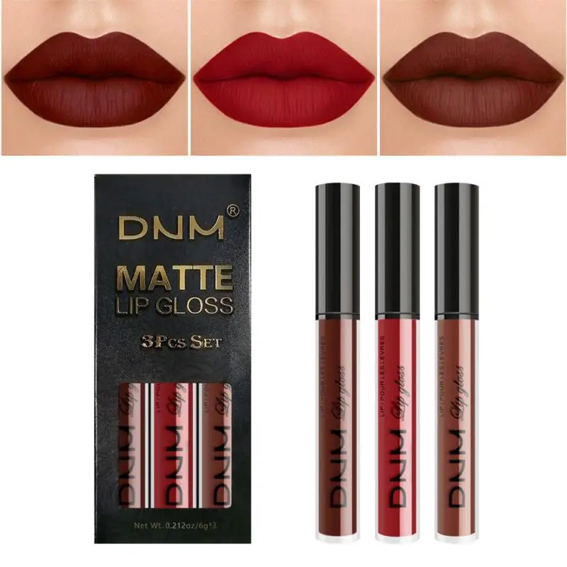 

3 PCS/Set Velvet Lip Gloss Moisturizing Natural Liquid Lipstick Sexy Vampire Waterproof Lasting Makeup Lipstick Cosmetic TSLM1