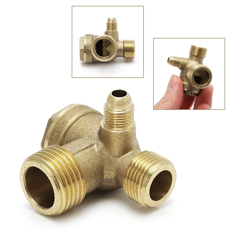 

Male Thread 3 Way Metal Air Compressor Check Valve Gold Tone