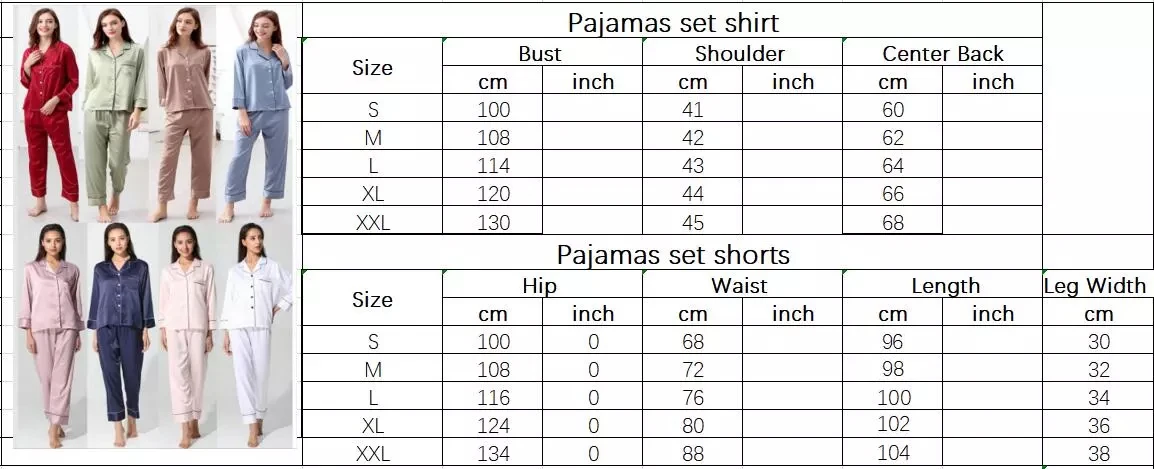 Pajamas Set Women Satin Pajama Sets Bride Bridesmaid Pyjamas Set Sleepwear Long Sleeve Nightwear 2 Piece Set Pj Sets