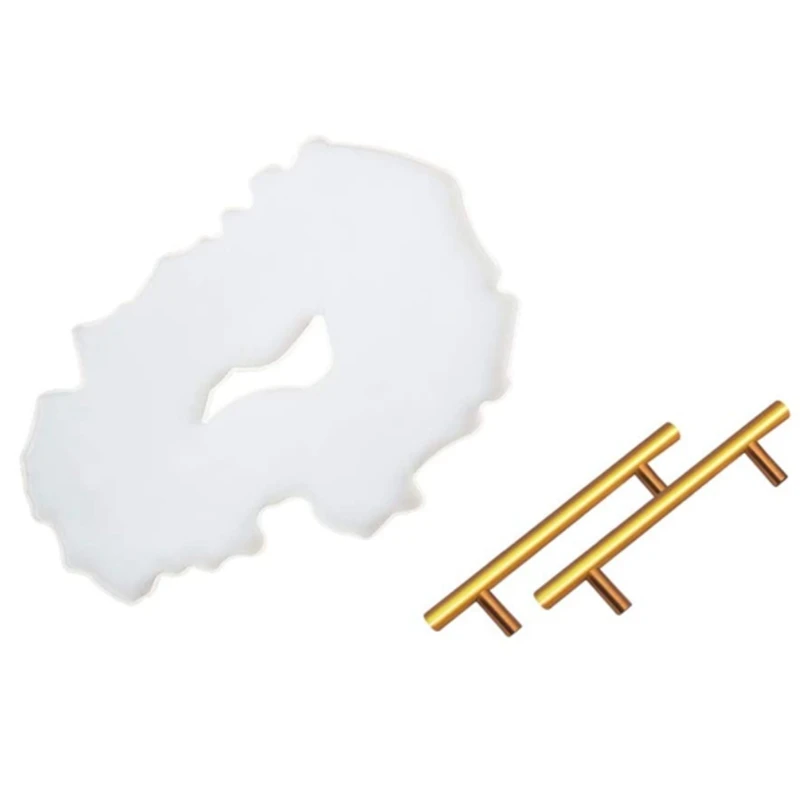 

Новая силиконовая форма с большим лотком и 2 металлическими ручками, форма для подноса из неравномерного камня, используется для изготовлен...