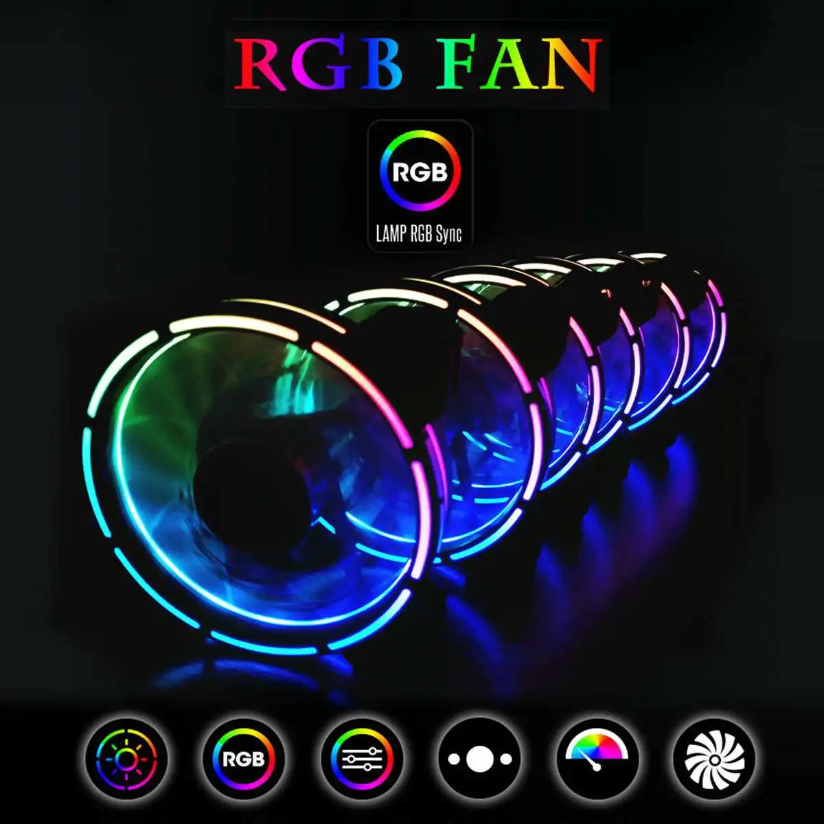 12 В постоянного тока 120 мм RGB компьютерный кулер вентилятор двойной Aura PC чехол вентилятор охлаждения для бесшумной игровой чехол с ИК-пультом дистанционного управления