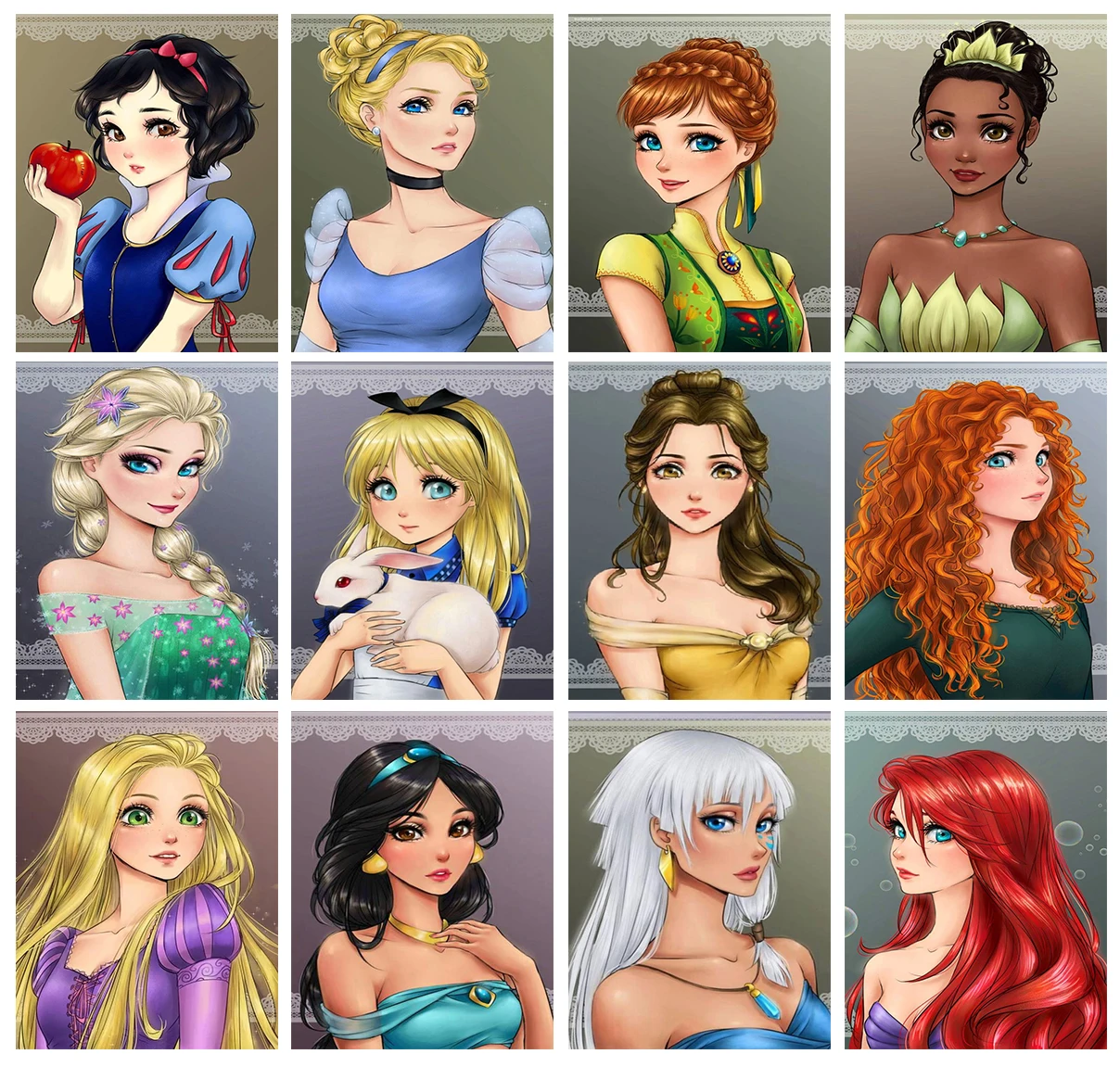 Алмазная живопись Принцесса квадратная круглая с рисунком из мультфильма сделай