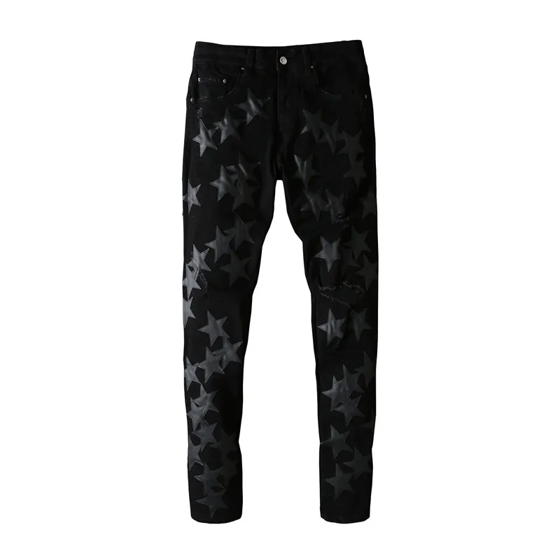 

American Famous Brand Five-pointed Star Patch Black Jeans Streetwear Techwear Y2k Traf Men's Clothing Men Trousers Sweatpants
