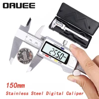 oauee electronic digital caliper 150mm 6 inch vernier caliper micrometer stainless steel ruler lcd display measuring tool