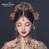 himstory high end traditional chinese style bridal headwear retro phoenix princess hairpins wedding hair accessories