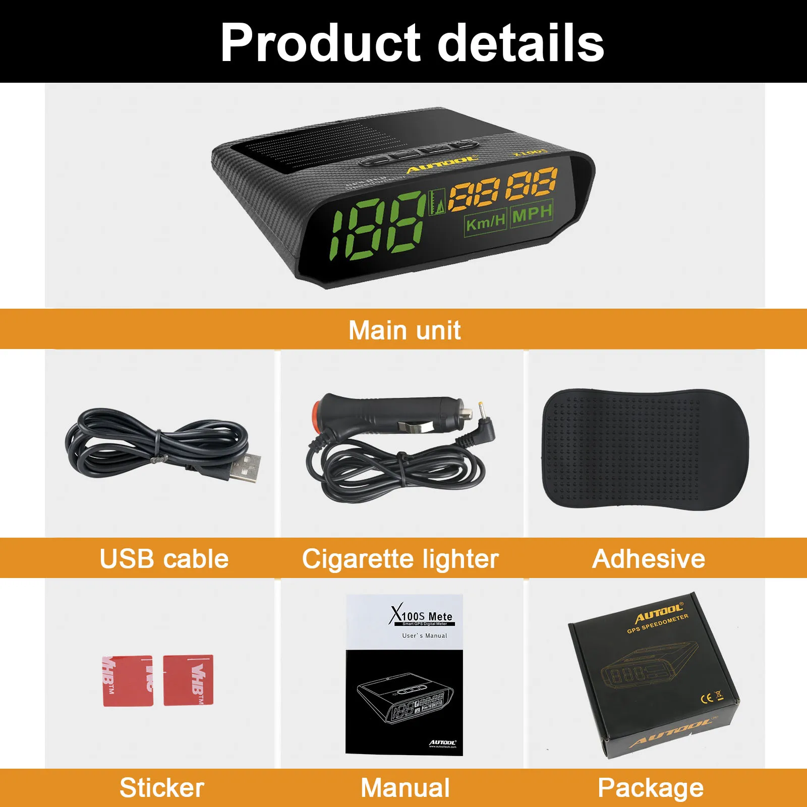 Автомобильный GPS датчик скорости AUTOOL X100 прибор для измерения и высоты автомобиля