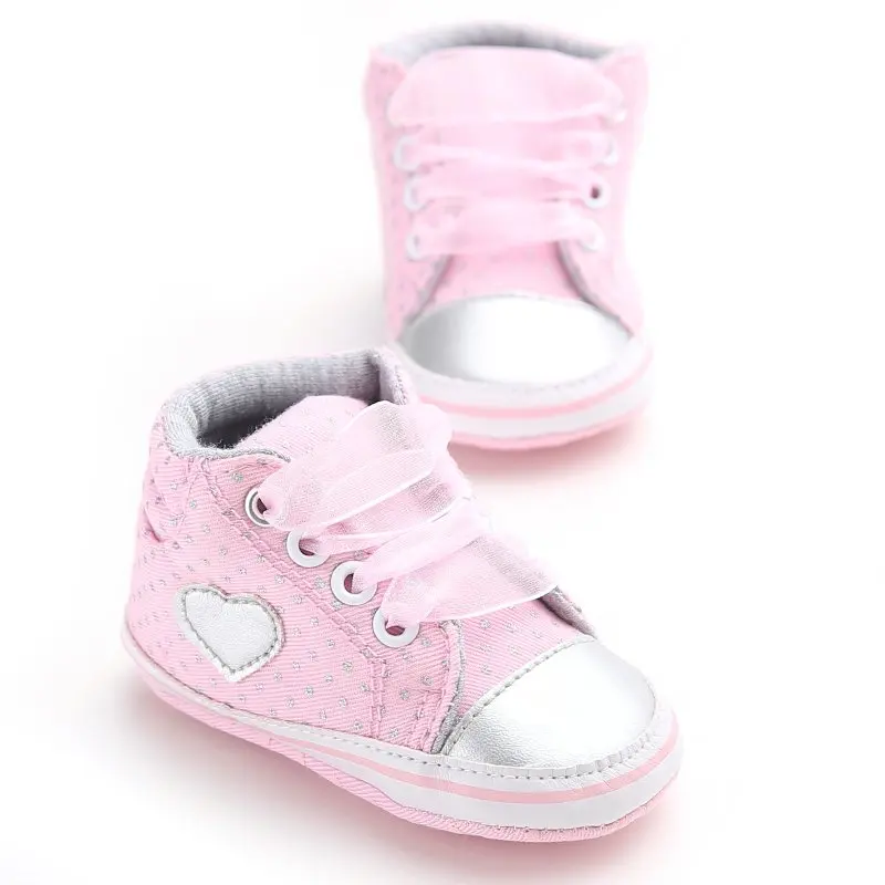 

Infant Newborn Baby Girls Polka Dots Heart Autumn Lace-Up First Walkers Sneakers Shoes Toddler Classic Casual Shoes 13