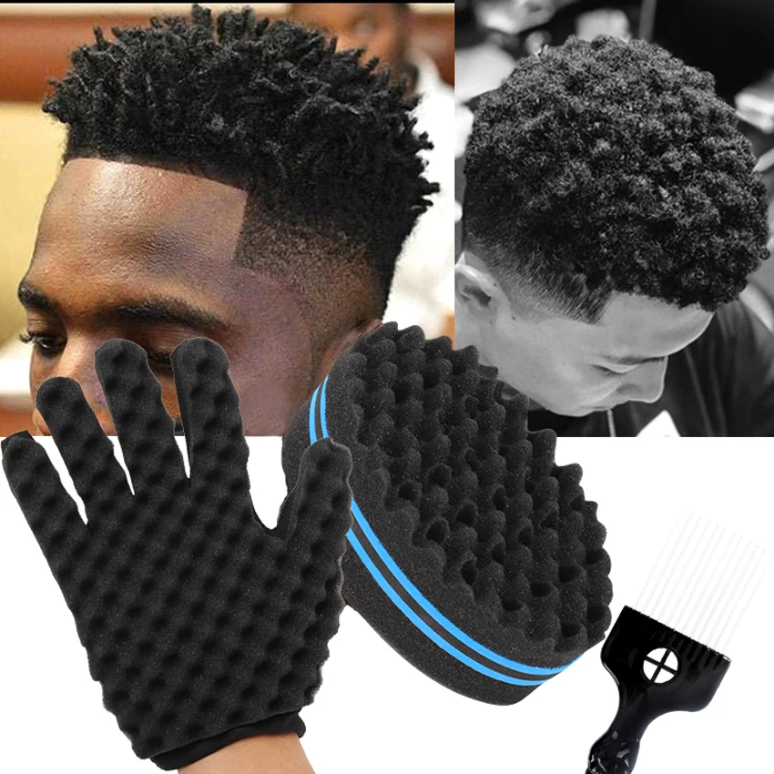 

Barber Shop Men Hair Braider Twist Sponge Gloves African Hair Styling Fork Comb Hair Curls Foam For Salon