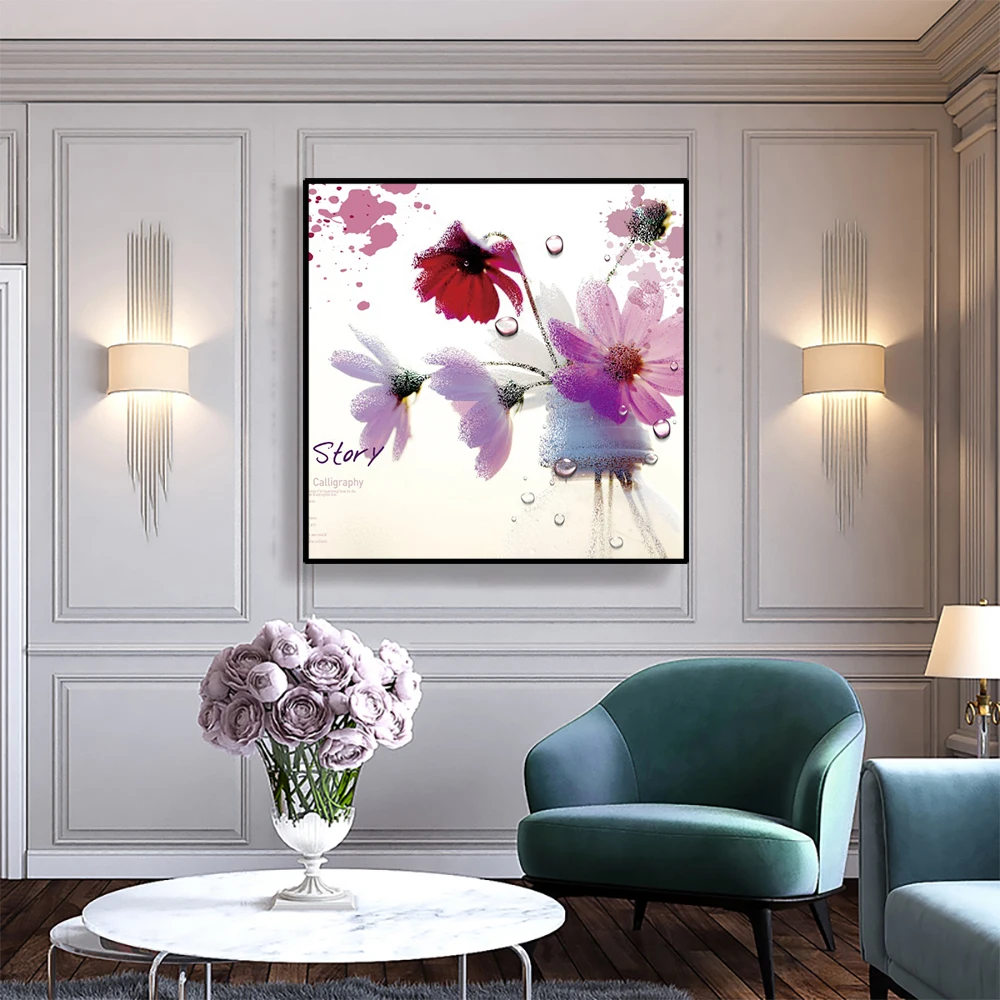 Холст красивые цветы декоративная каллиграфия художественные настенные картины