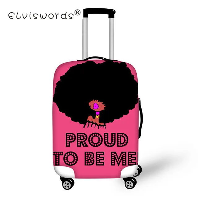 Чехол для багажа ELVISWORDS Afro Girl, водонепроницаемый чехол для путешествий, чехол для костюма, багажные бирки, портативный Эластичный Защитный чехол для костюма - Цвет: YQ4012
