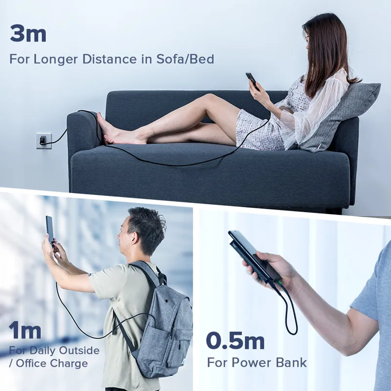 INIU 3 м светодиодный микро Тип usb C телефонный кабель Зарядное устройство микро usb для быстрой зарядки для samsung Xiaomi huawei Andriod Тип-C USB-C кабеля для передачи данных