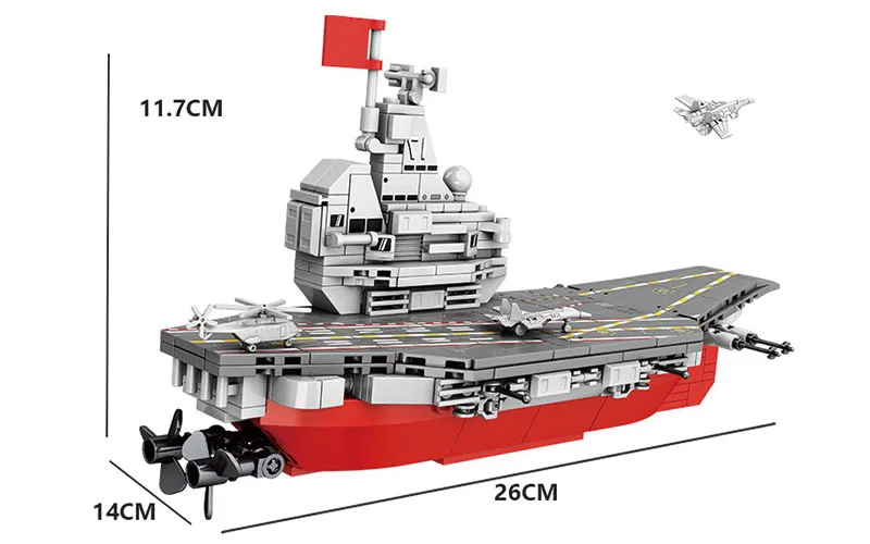 

458Pcs Army Military Technical Warship Ship Model Building Blocks Include 4 Figures China PLA' Navy Shandong Battleship Toys