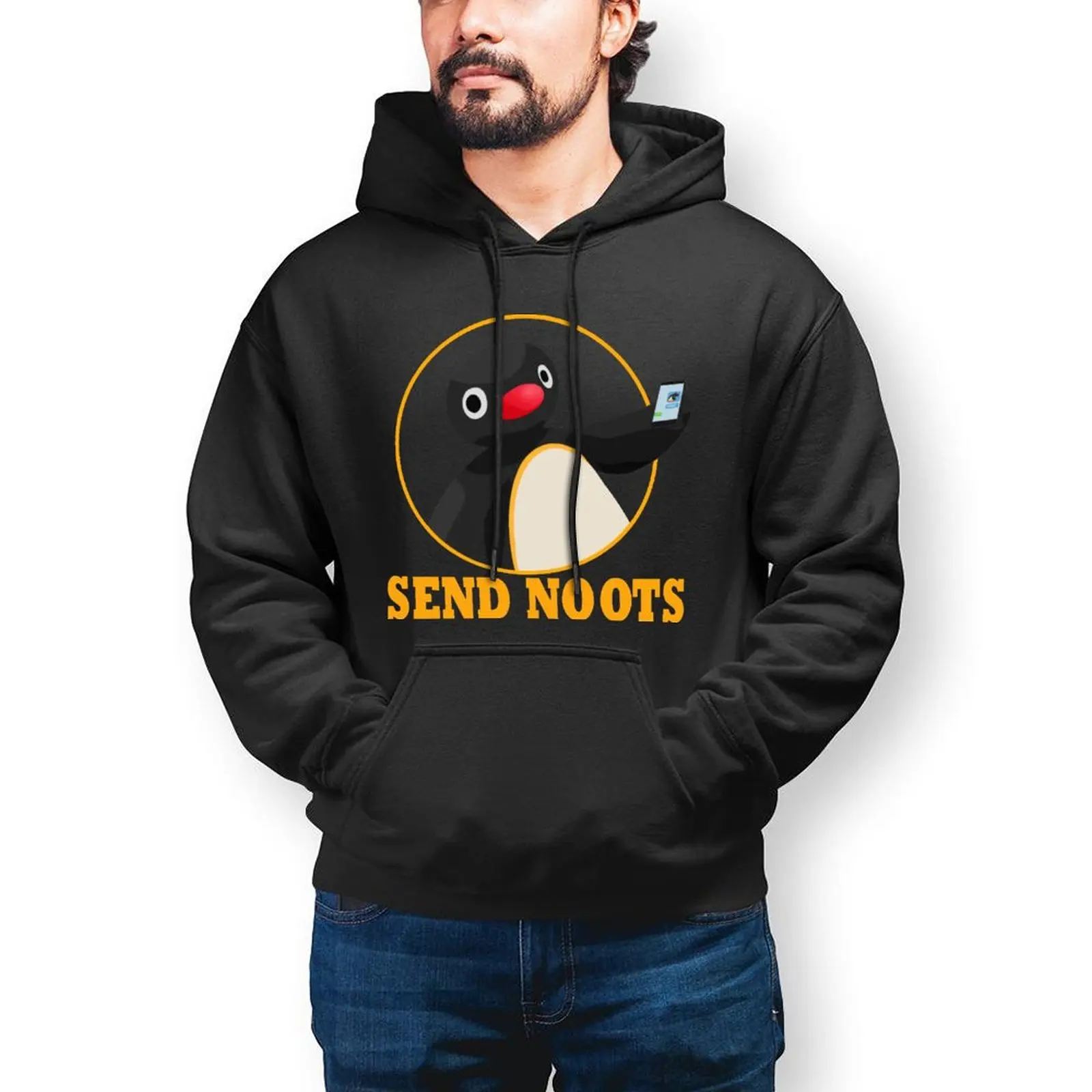 

Pingu Hoodies Cotton Loose Pullover Hoodie Autumn Long Fashion Hoodie XXL Men