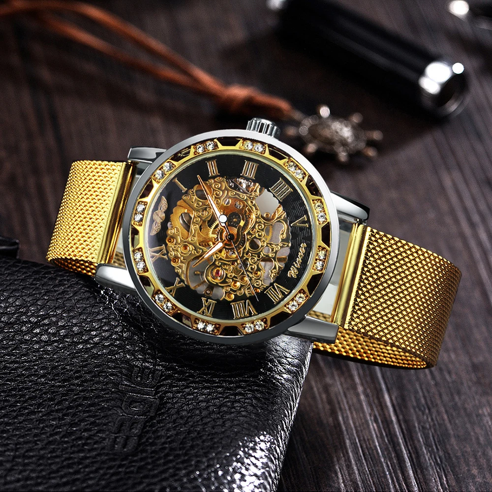 Часы скелетоны WINNER Мужские механические модные серебристые брендовые Роскошные