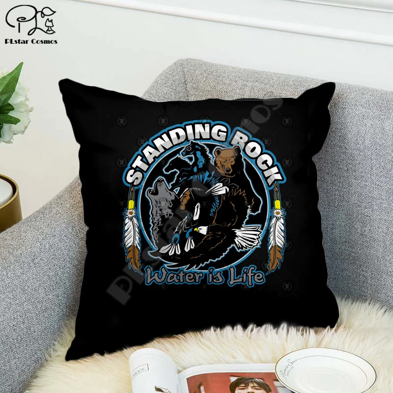 Наволочка для подушки черная индийская череп Лакота хип-хоп полиэстер