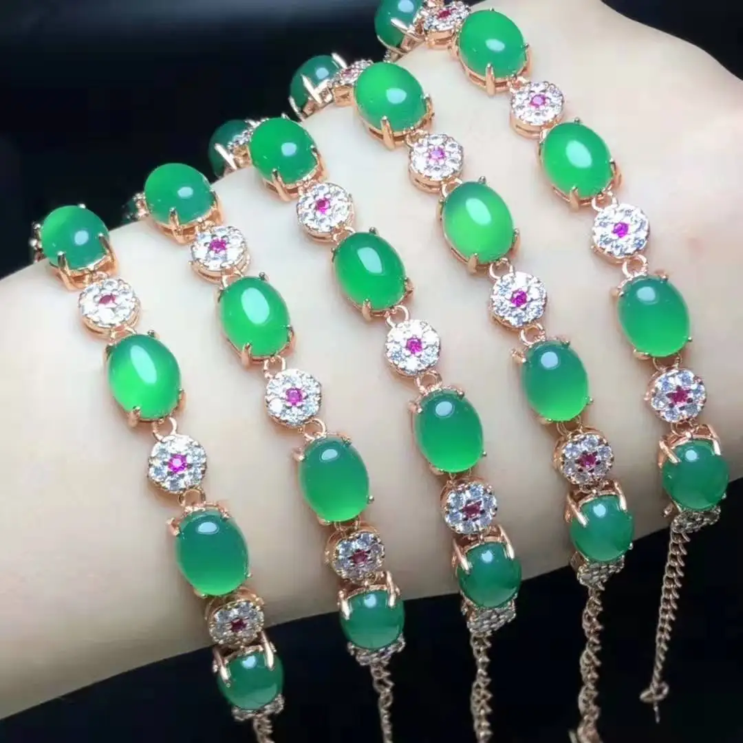 Дизайнерские товары высокого ледяного типа зеленое голубиное яйцо браслет с