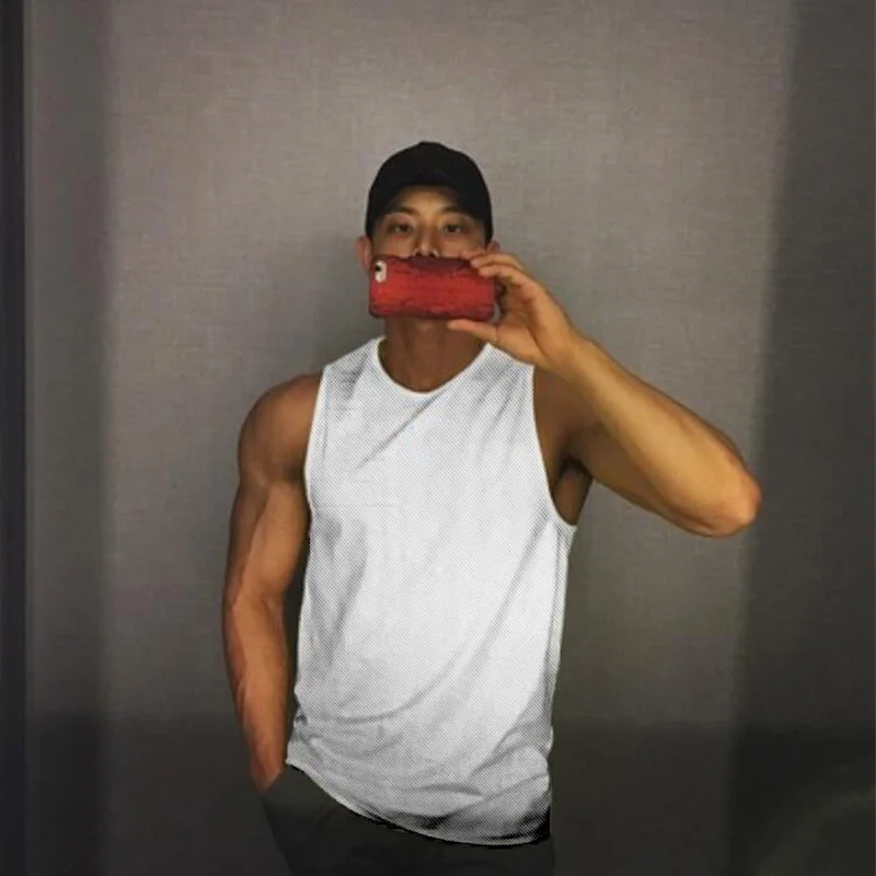 

Summer muscle men's bodybuilding fitness vest mesh quick-drying clothes breathable stretch training sleeveless waistcoat T-shirt