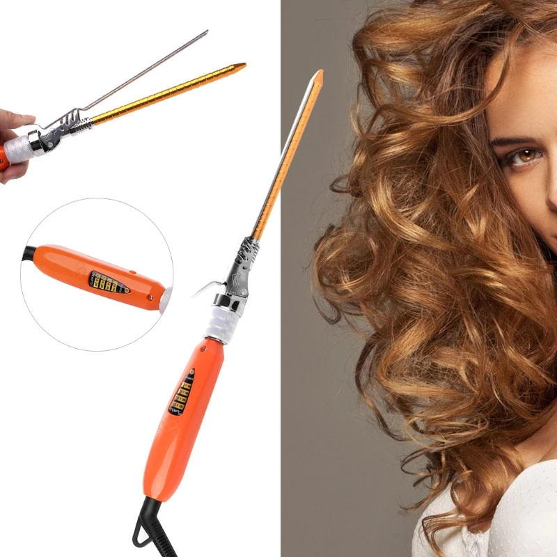 

9mm 360 Rotating Electric Hair Salon Curler Tool Ceramic Curling Iron Wand U1JE