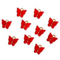 10pcs 13x13mm acrylic butterfly charms gold silver color metal cute insect handmade making pendant accessories diy earring craft