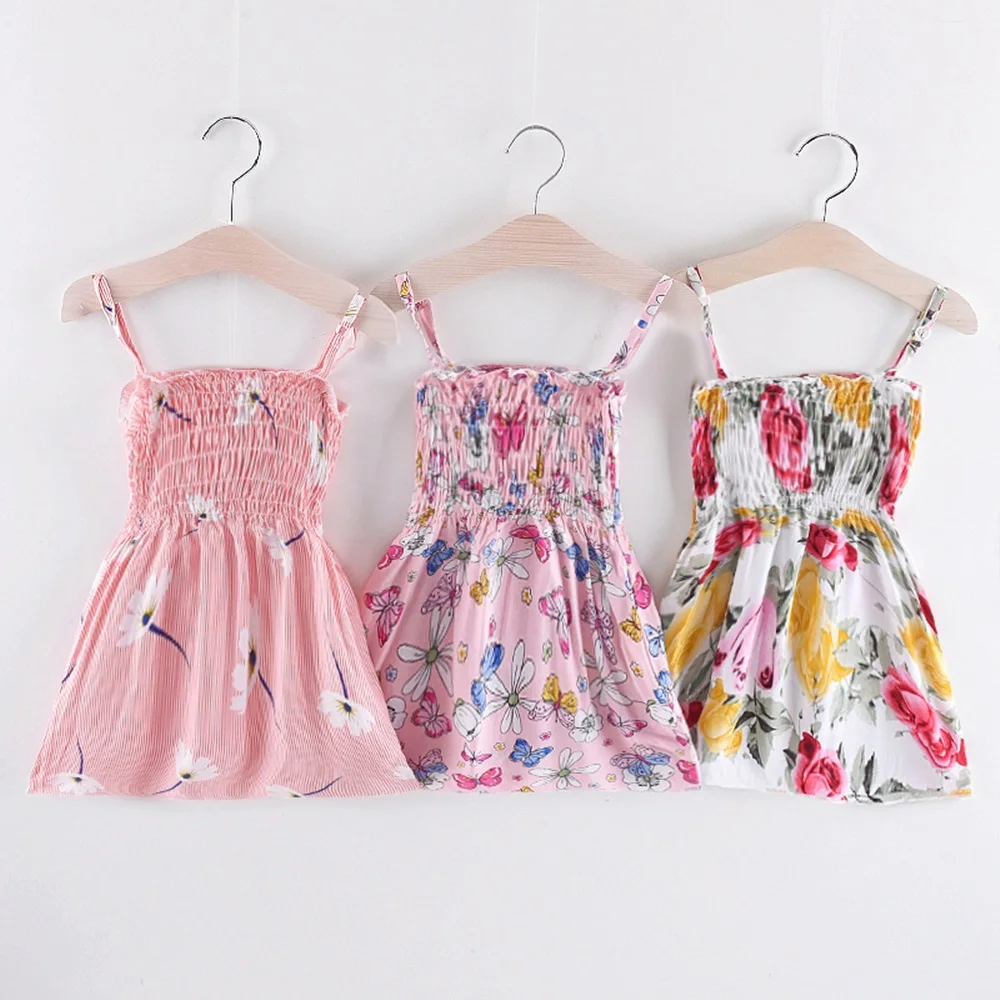 Новые летние детские платья для девочек без рукавов платья-трапеции с цветочным
